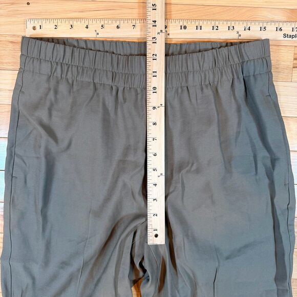 Zara Green Linen Pant Womens L Beachy Coastal Summer Spring Staple Capsule Boho - Picture 7 of 7